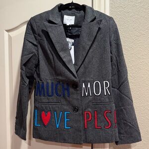 NWT Grey Lab Much More Love Pls graphic lined blazer